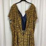 Unique Vintage  Navy Blue&Yellow Floral Tie Front 1940’s Swing Midi Dress Sz.5x Photo 7