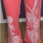 Diane Gilman DGI  Tropical Sequin Cropped Boot Cut Jeans Red Size 4 Zipper Comfy Photo 4