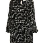 Everly  Women’s Small White Black Polka Dots Swing Bell Sleeve Mini Dress Photo 0