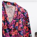 ZARA Floral Wrap Long Sleeve Shoulder Pad Top Photo 4