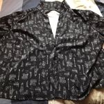 Maggie Barnes Black Satin Button Down Shirt Photo 1