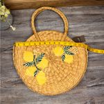 J Jill Lemon Braided Market Woven Rattan Basket Circle Round Purse Handbag NWT Yellow Photo 8
