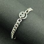 Smiley Face Charm Bracelet for Men Women Streetwear Unisex Style Silver Photo 2