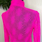 Anthropologie NWT Hot Pink Sheer Lace Turtleneck XS Photo 7