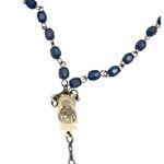 Blue Beaded Rosary Necklace Crucifix and Mary Centerpiece Christian Catholic Photo 4