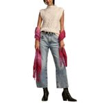 Lucky Brand  Women Metallic Cable-Knit Sweater Vest Ivory Silver Size XS MSRP $90 Photo 3