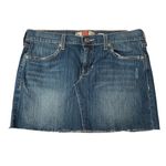 Old Navy Ultra Low Rise Stretch Denim Mini Skirt Frayed Hem Dark Wash Size 8 Photo 1