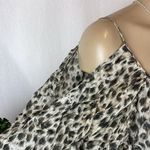 Charlie Jade 100% Silk Tan Brown Animal Print belted Cold Shoulder Blouse Top S Photo 2