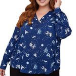 Torrid  Disney Cinderella Starry Night Chiffon Tunic Blouse Blue 2X Photo 0
