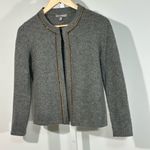 Neiman Marcus  Cashmere Collection Metallic Trim Open Cardigan – Gray, Size Small Photo 0