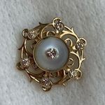 Vintage Gold Moonstone Rhinestone Scatter Brooch Photo 0