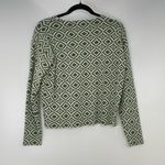 Halston Heritage HALSTON Women's Green White Geometric Diamond Pattern Pullover Sweater XS‎ Photo 5