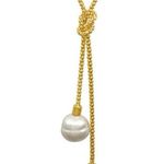 Sterling Silver MAJORICA 18K Gold-plated  Love Knot 14mm Pearl Lariat Necklace Photo 1