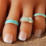 Blush Green & Gold Toe Ring Set – Intricate & Elegant Designs Photo 0