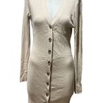Sanctuary  Women's Beige Ribbed Knit Cardigan Dress Size L Casual Photo 2