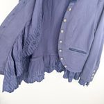 Sundance  Caroline Ruffle Military Velvet Blazer Size Large Navy Photo 6