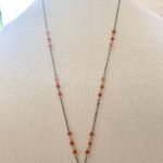 Nordstrom Long Silver Chain Red Pedant W Tassel Photo 3