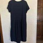 J. Jill Navy Blue M Lace Trimmed Tunic Dress Knee Length Short Sleeve Pockets Size M Photo 6