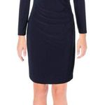 Ralph Lauren Lauren  Sheath Wrap Dress Womens 8 Navy Cold Shoulder Long Sleeve Photo 0