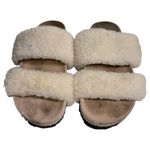 Tory Burch  Women’s Size 8 Ivory Cream Sheldon Shearling Two Band Slides Clogs Photo 3