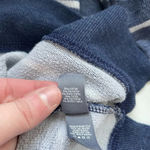 Aerie Striped Sweatshirt Navy Blue & Silver Metallic Wide Neck Photo 8