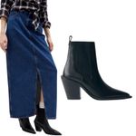 Mango  Leather Pointed Toe Short CowboyBoots Black Size 38/ 7.5 Photo 1