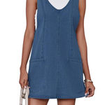 Zenana Outfitters NWT Washed Blue Adjustable Strap Denim Overall Dress Size Small Photo 0