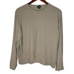Eileen Fisher beige tan "stone" split front 100% silk open front shirt large Photo 0