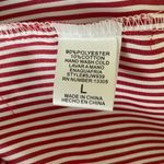 San Joy Women Top L Red Pin Striped Lace Up Popover Unique Applique Y2K Retro Size L Photo 10
