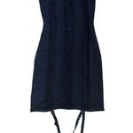 Maniere De Voir  - Laddered Lace Up Knit Mini Dress in Black Photo 2