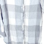 Aerie Grey White Colorblock Plaid Flannel Top Small | Button Front, Ruffle Trim Photo 3