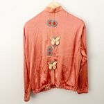 Joseph  | Luxury Satin Bomber Jacket Coral Peach Butterfly Appliqué | 38, Medium Photo 6