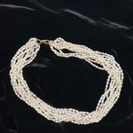 Freshwater Keshi pearl necklace 10 strands gold beads vintage White Photo 3