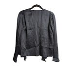 Eileen Fisher Blue Crinkle Silk Textured Open Front Drape Cardigan L/S XS Photo 2