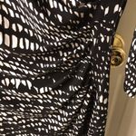 Ralph Lauren Lauren Women’s Patterned Black and White Boatneck Ruched Side Dress Photo 2