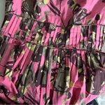 carole little Pink Dress Brown Tan Floral Retro Pin Up Rockabilly Size 10 Photo 5