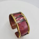Cuff Bracelet Red Gold Handmade Copper & Brass Bangle Statement Bracelet Photo 9
