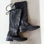 Sofft Black Leather Lace Up Tall Knee High Low Heel Riding Boots Size 7 Photo 3