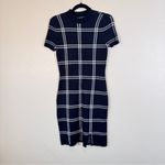 Abercrombie & Fitch  Navy Blue Plaid Mini Sweater Dress Womens S Preppy Fall Photo 10
