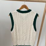 ZARA NWT Cable Knit Varsity Sweater Vest in Cream/Green - XS Photo 7
