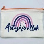 Astaghfirullah Canvas Zipper Pencil Bag Makeup Bag Pouch Bag Handmade NWT White Photo 0