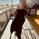 Moschino Jeans Black Knit Midi Dress XS Fit Flare Edgy Going Out Designer $540 Photo 4