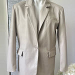 BLANK NYC  Faux Leather Cream Blazer Size S Photo 0