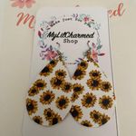 Handmade Sunflower Print Teardrop Earrings  Photo 0