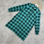 J. Jill Green Buffalo Check Plaid Shirt Dress Longsleeve Pockets Scots Pine XS Photo 2