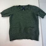 Willi Smith Merino Wool Short Sleeve Green Sweater Pocket Top Womens Large Photo 0