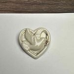 Signed Lenox Porcelain Peace Dove Heart Christmas Holiday Brooch Pin Photo 1
