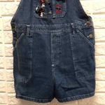 Dr. Seuss Women’s  Brand Cat‎ in the Hat denim jean shorts overalls sz L Photo 3