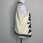 Vintage Geometric Vest Cream Black Sz 10 Lined ? Linen Photo 1