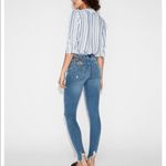 EXPRESS Ankle Mid Rise Rhinestone Floral Distressed Skinny Jeans Size 4 Photo 10